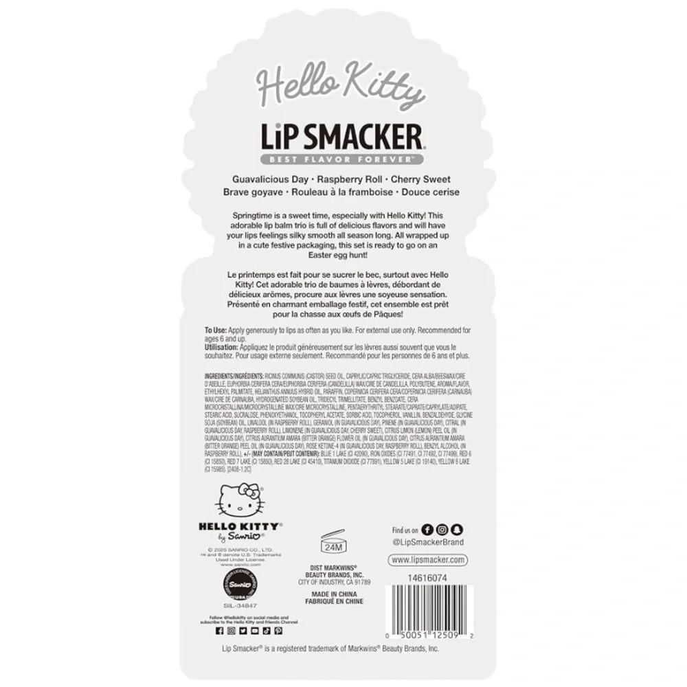 Lip Smacker Hello Kitty Lip Balm Trio – Guava, Raspberry & Cherry